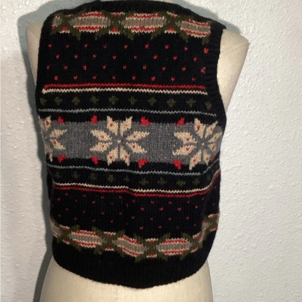 J.crew vintage wool knit jacquard vest size small